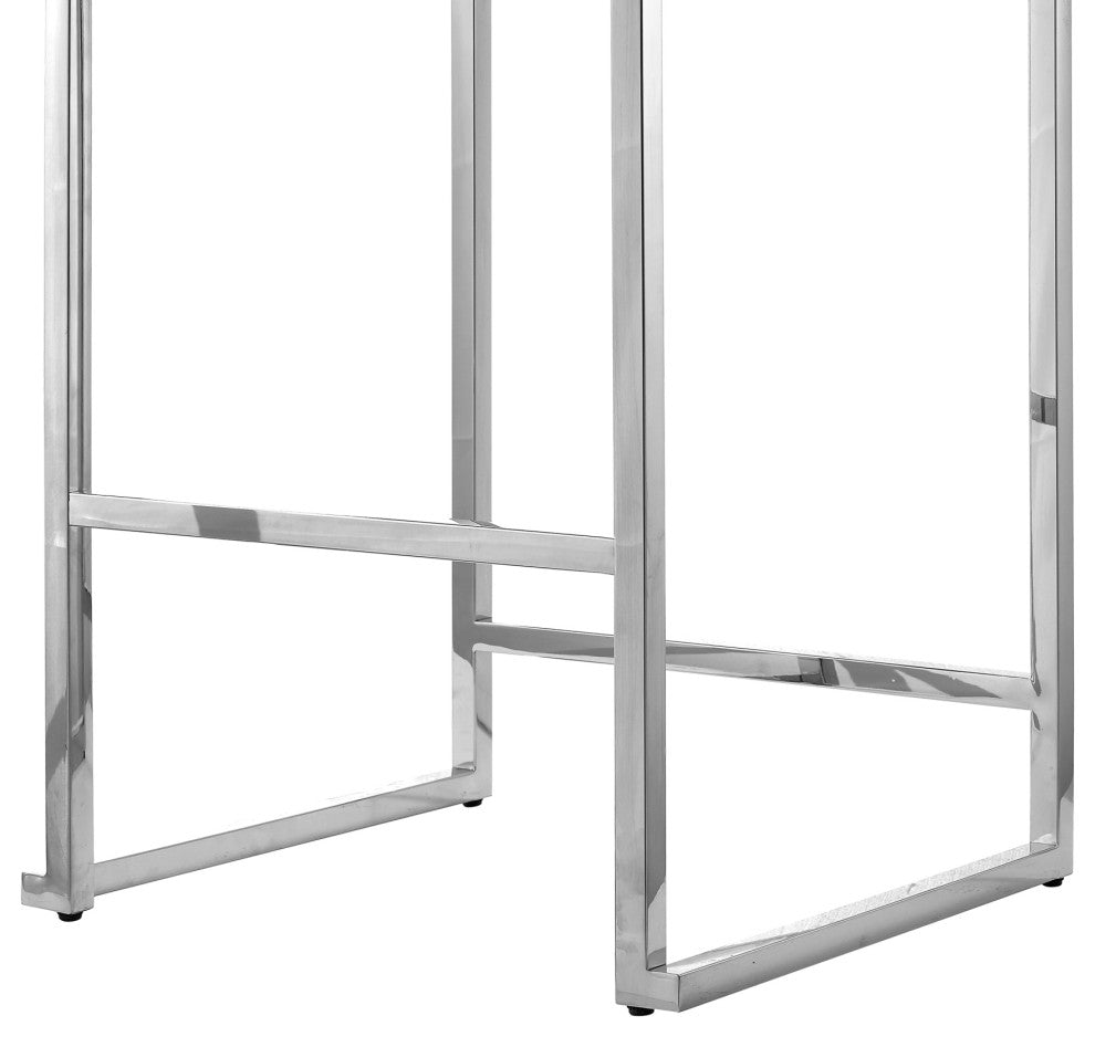 Inspired Home Dereck Bar Stool Geometric Frame, Gray and Chrome Leather PU