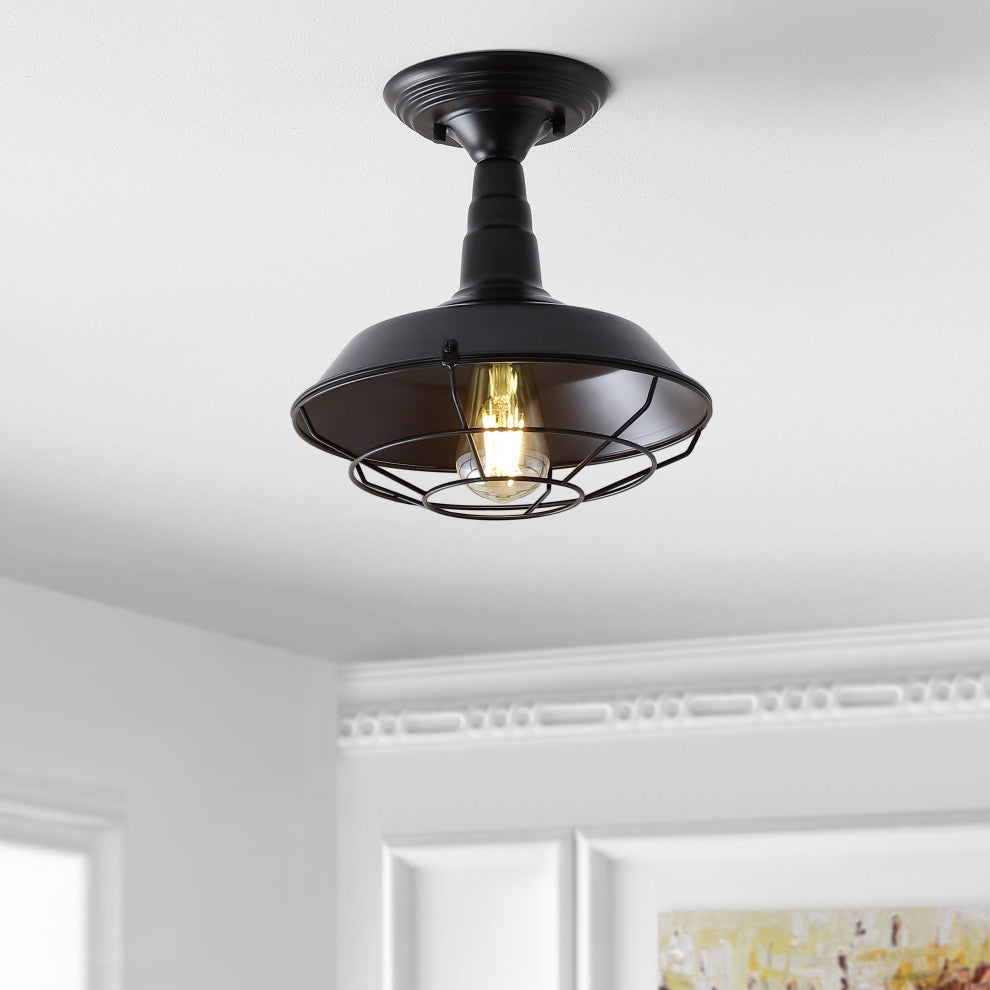 Gabe 10.2" Metal Led Semi-Flush Mount, Oil Rubbed Bronze
