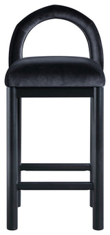 Conrad Upholstered Bar and Counter Stool, Black, Velvet, Black