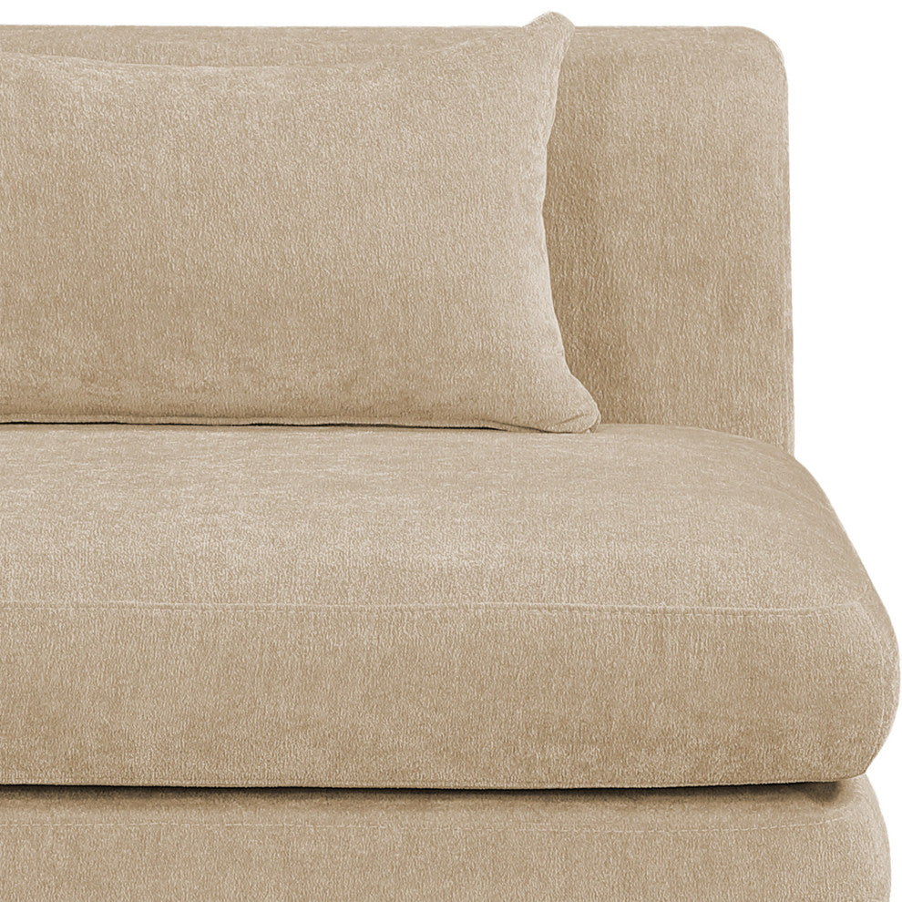 Stellar Upholstered Modular Chair, Beige, Chenille Fabric, Armless Modular Chair