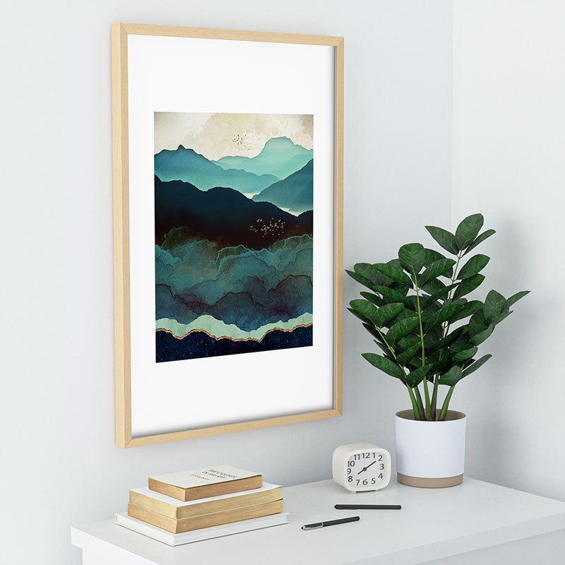 Spacefrogdesigns Indigo Mountains Recessed Framing Rectangle