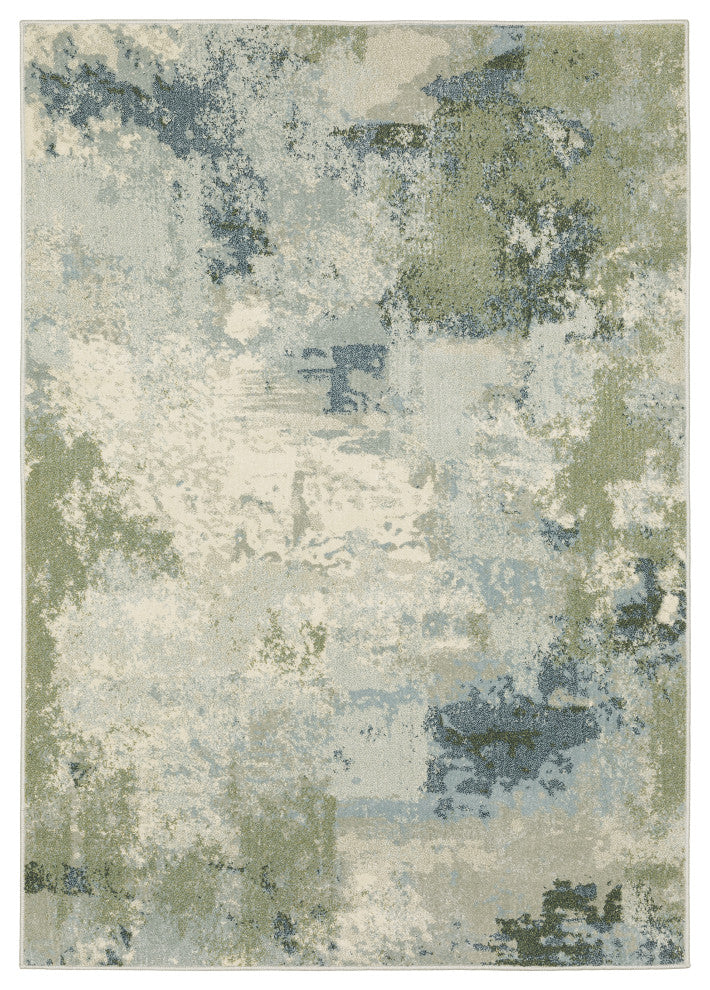 Bastian Contemporary Abstract Blue/ Green Indoor Area Rug, Blue, 7'10"x10'