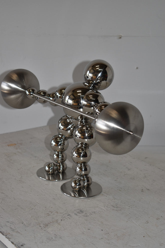 Modern Art Weightlifter Second Pull Position Chrome Statue Size: 20" x 9" x 12