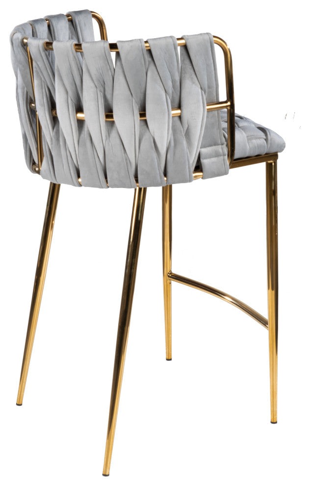 Milano Counter Chair, Gray With Gold Legs