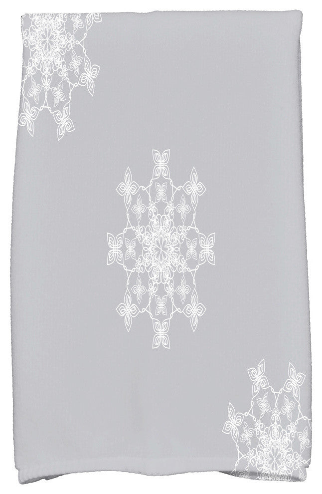 Falling Snow Holiday Geometric Print Kitchen Towel, Gray