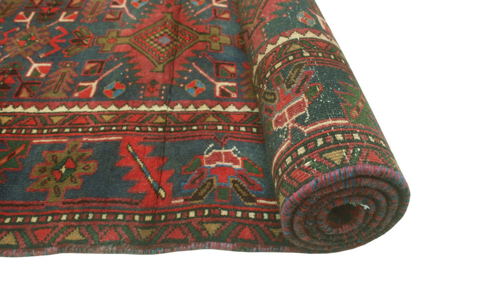 Fine Vintage Distressed Tajwar Rust/Blue Runner, 3'4 x 11'1