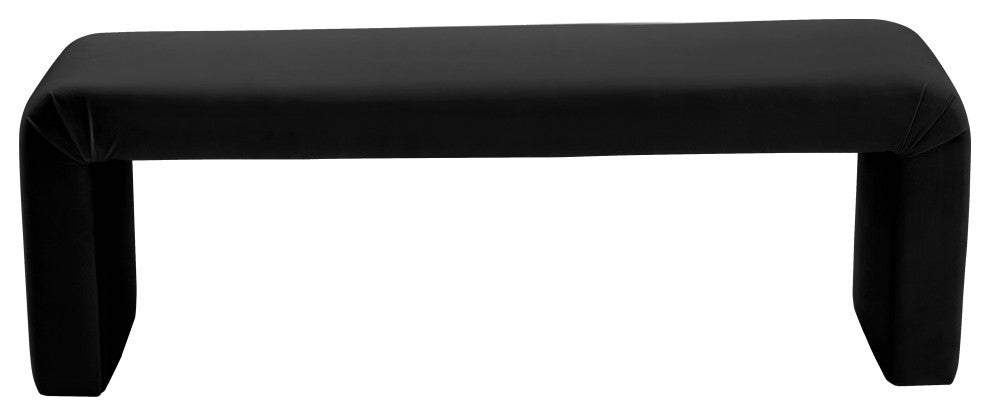 Minimalist Velvet Upholstered Bench, Black