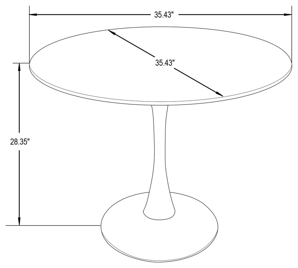Round Dining Table 35" MDF Wood Tabletop in Steel for Dining Room & Kitchen, Black