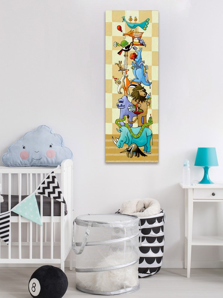 Marmont Hill, "Upon a Rhinoceros" by Janet Nelson Print on Wrapped Canvas, 15x45