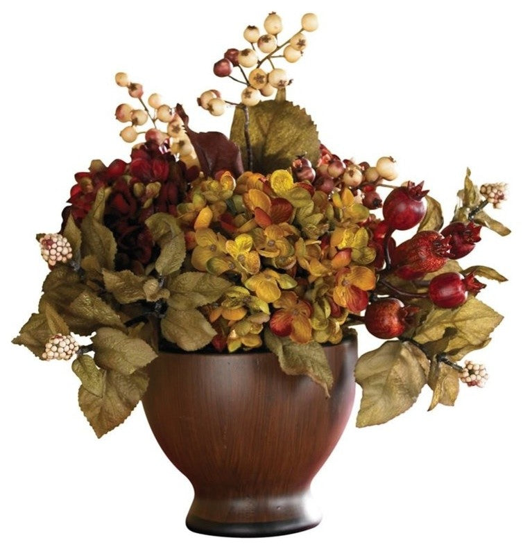 Autumn Hydrangea With Round Vase