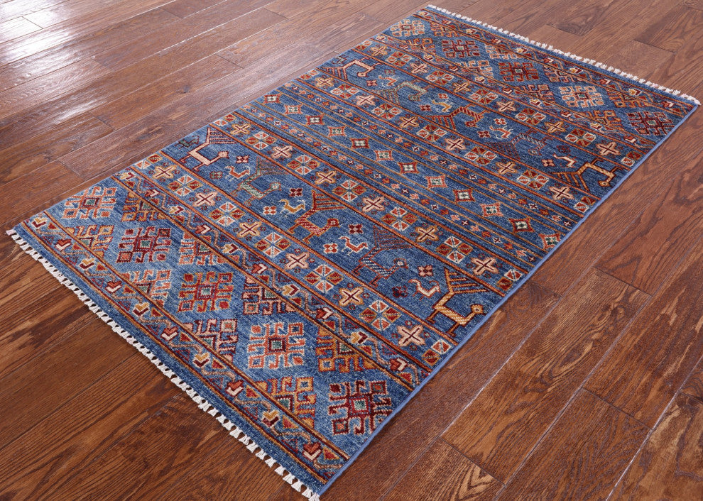 Persian Gabbeh Tribal Hand Knotted Rug 2' 11" X 4' 11" Q5405