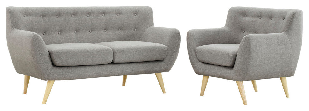 Modway Remark 2 Piece Living Room Set, Light Gray