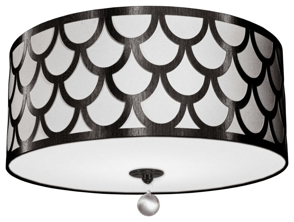 Hannah 4 Light Incandescent Flush Mount, Matte Black with Black / White Shade