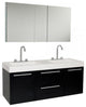 Fresca Opulento 54" Black Modern Double Sink Bathroom Vanity, Medicine Cabinet