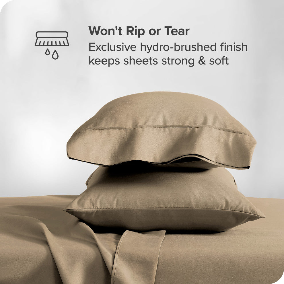 Bare Home 1800 Microfiber Sheet Set, Taupe, Queen