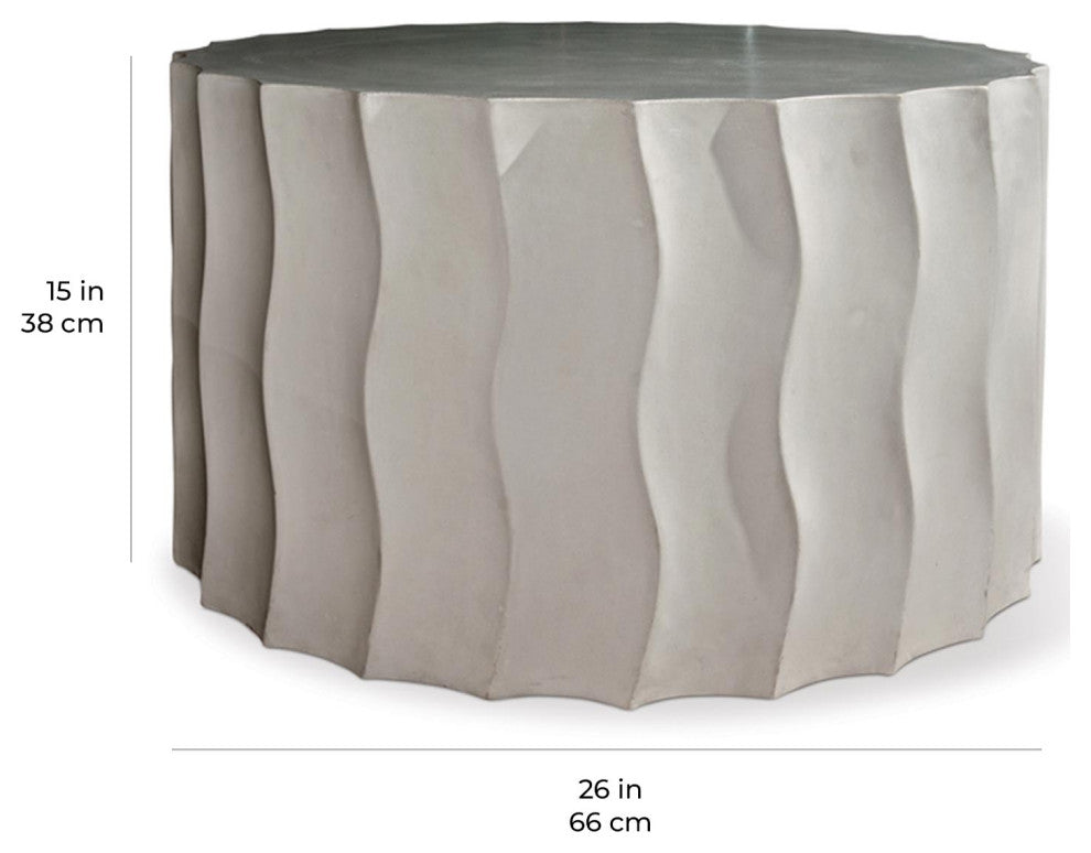 Wave Accent Table (Wide) - White Outdoor End Table