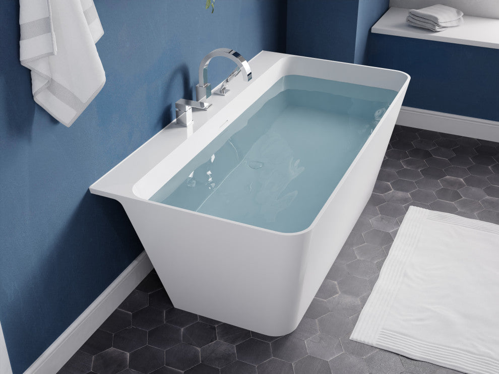 VAULT 59 in. Acrylic Flatbottom Freestanding Bathtub, White