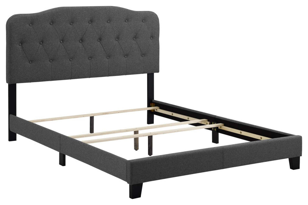 Amelia Full Upholstered Fabric Bed, Gray