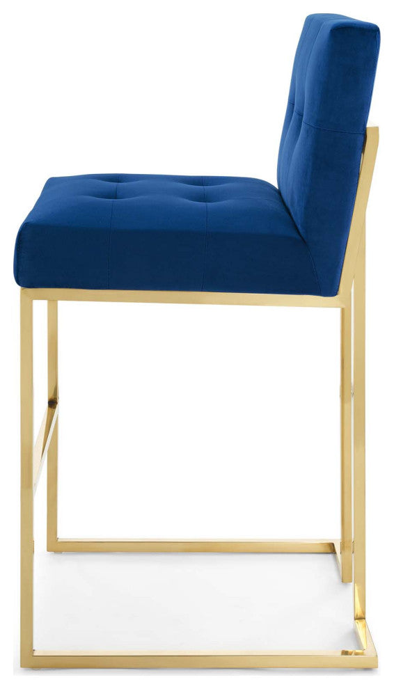 Bar Stool Chair Barstool, Velvet, Metal, Gold Blue Navy, Modern, Bar Pub Bistro