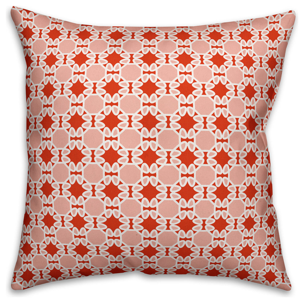 Folk Lattice Pattern, Red Throw Pillow Cover, 18"x18"