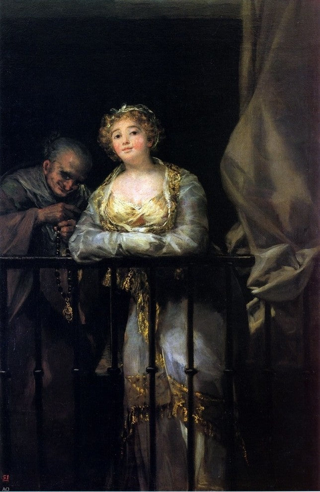 Francisco Jose de Goya Y Lucientes Maja and Celestina on a Balcony Canvas Wrap