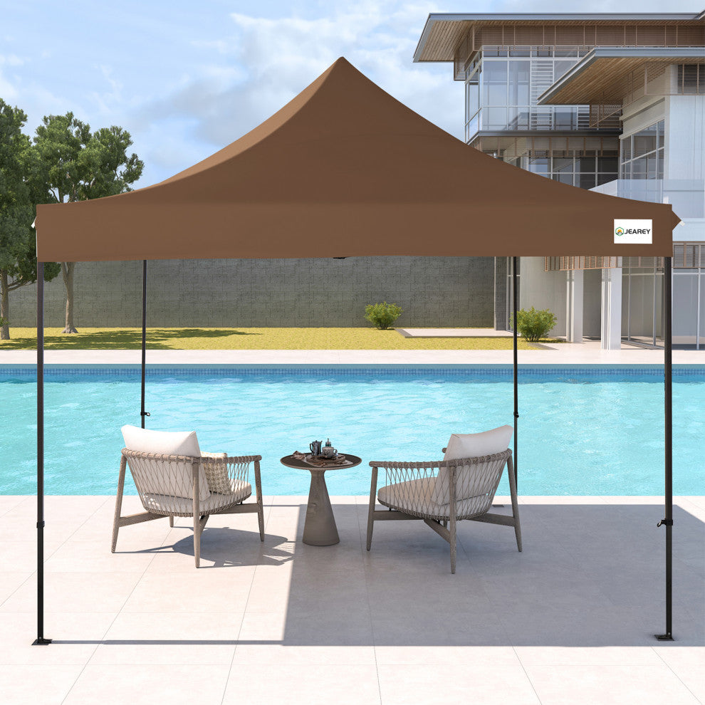 JEAREY Pop Up Canopy Tent, Outdoor Canopy, 4 Sand Bags, Brown, 12x12ft