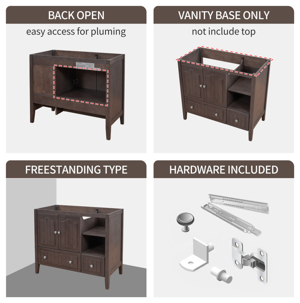 Infographic panel illustrating back open and vanity-base-only configurations.