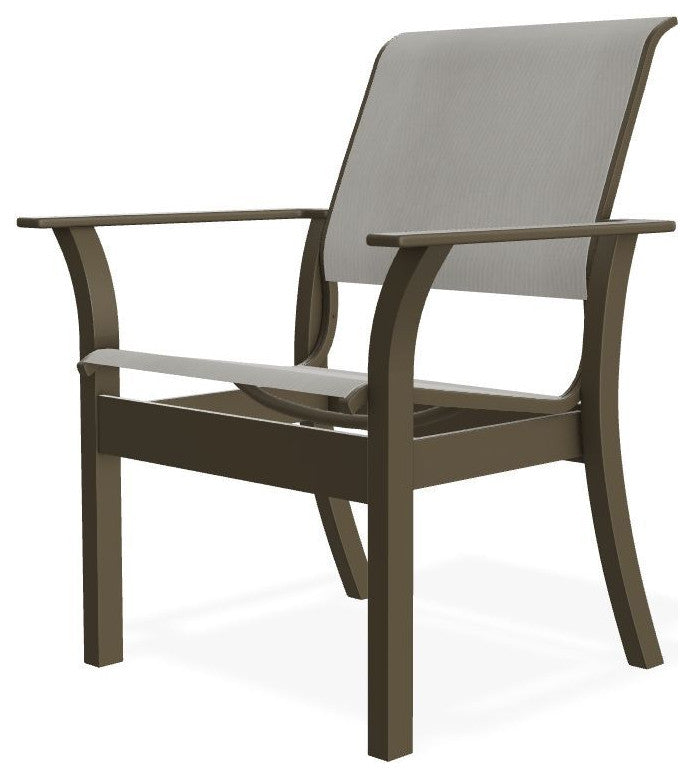 Leeward Sling Stackable Outdoor Dining Chair, Augustine Oyster/Beachwood