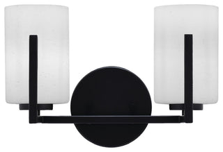 Atlas 2-Light Bath Bar, Matte Black/White Muslin