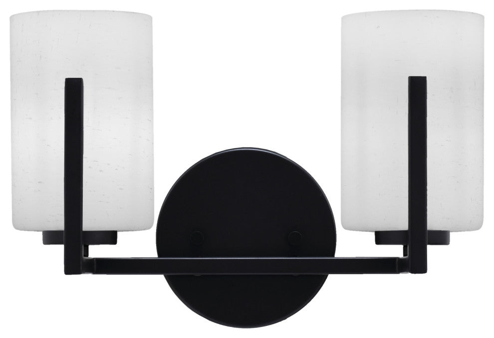 Atlas 2-Light Bath Bar, Matte Black/White Muslin