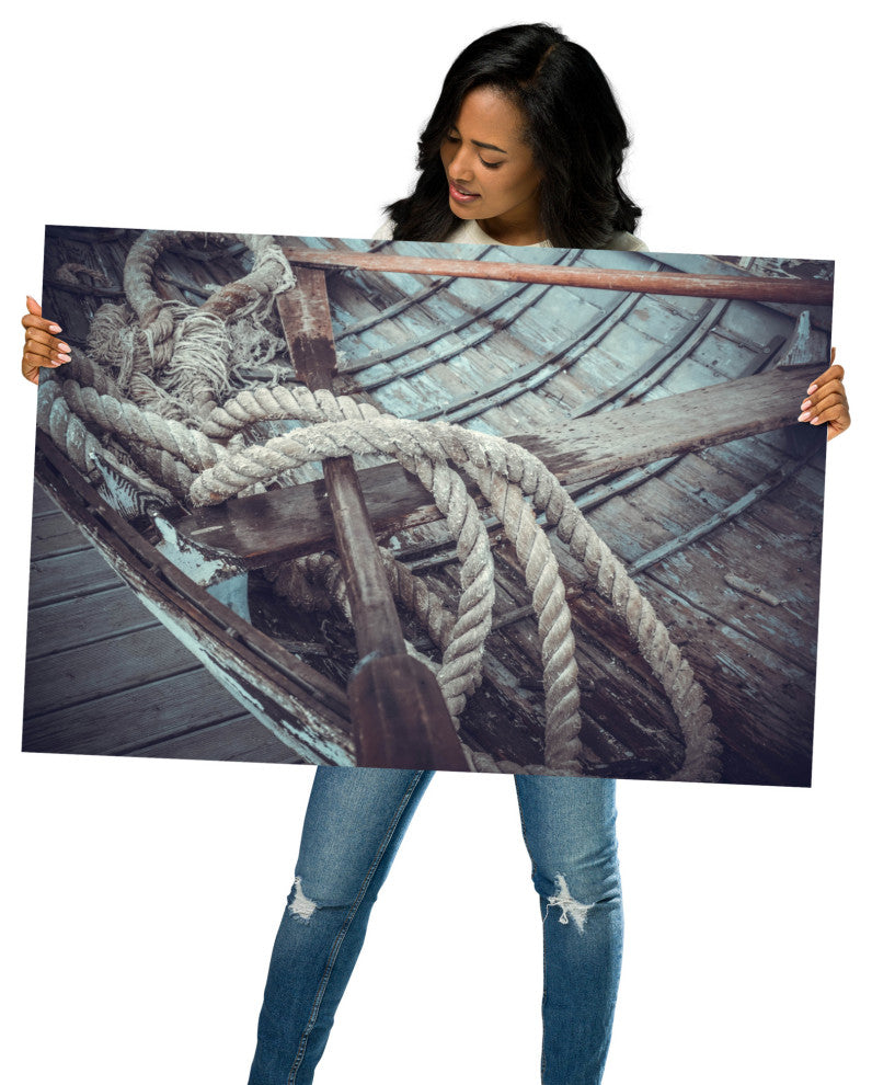 Vintage Boat Oars and Ropes Nautical Photo Loose Wall Art Prints, 24" X 36"