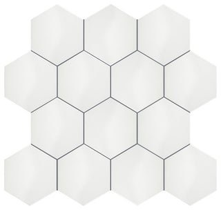 HexTile Ceramic Floor and Wall Tile, Glossy White, Sample