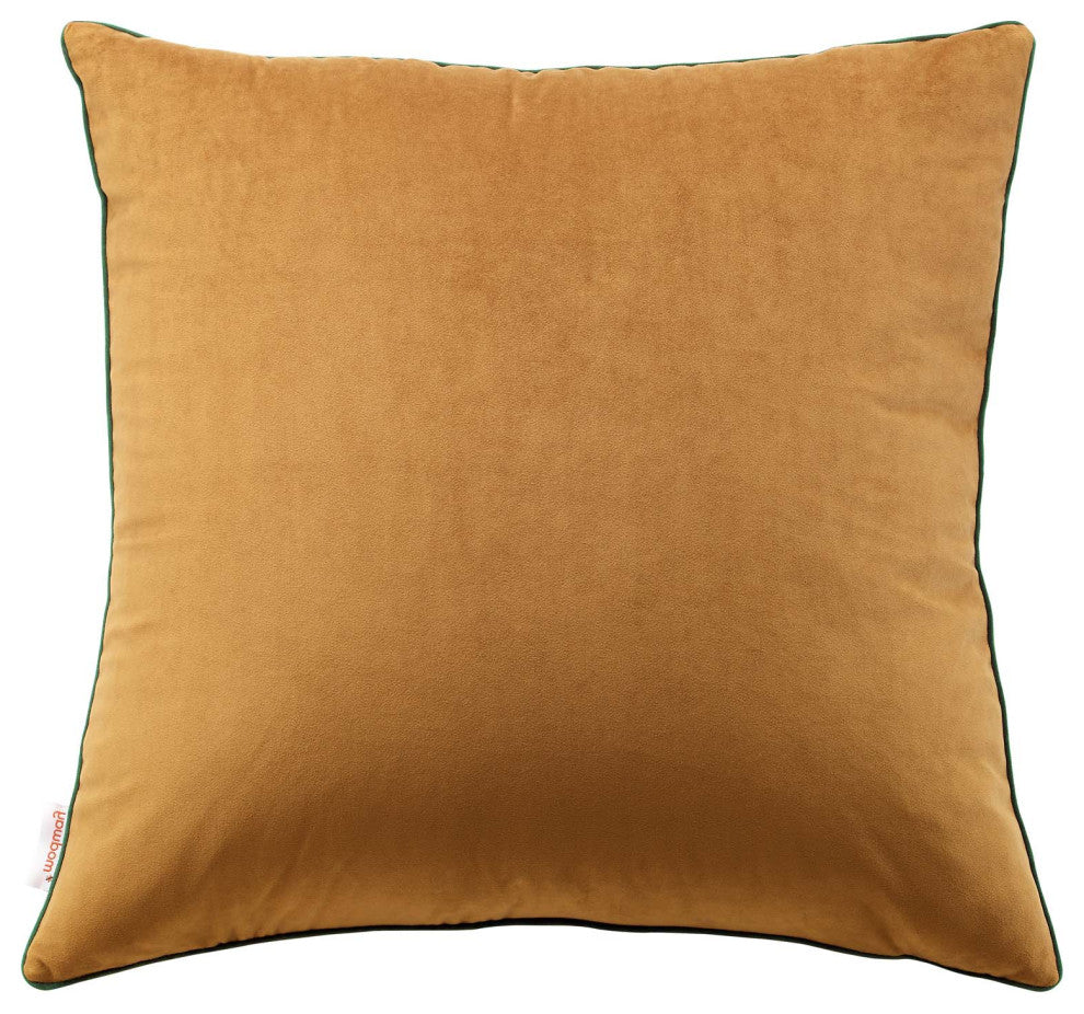 Accent Throw Pillow, Velvet, Brown Green, Modern, Living Lounge Hospitality