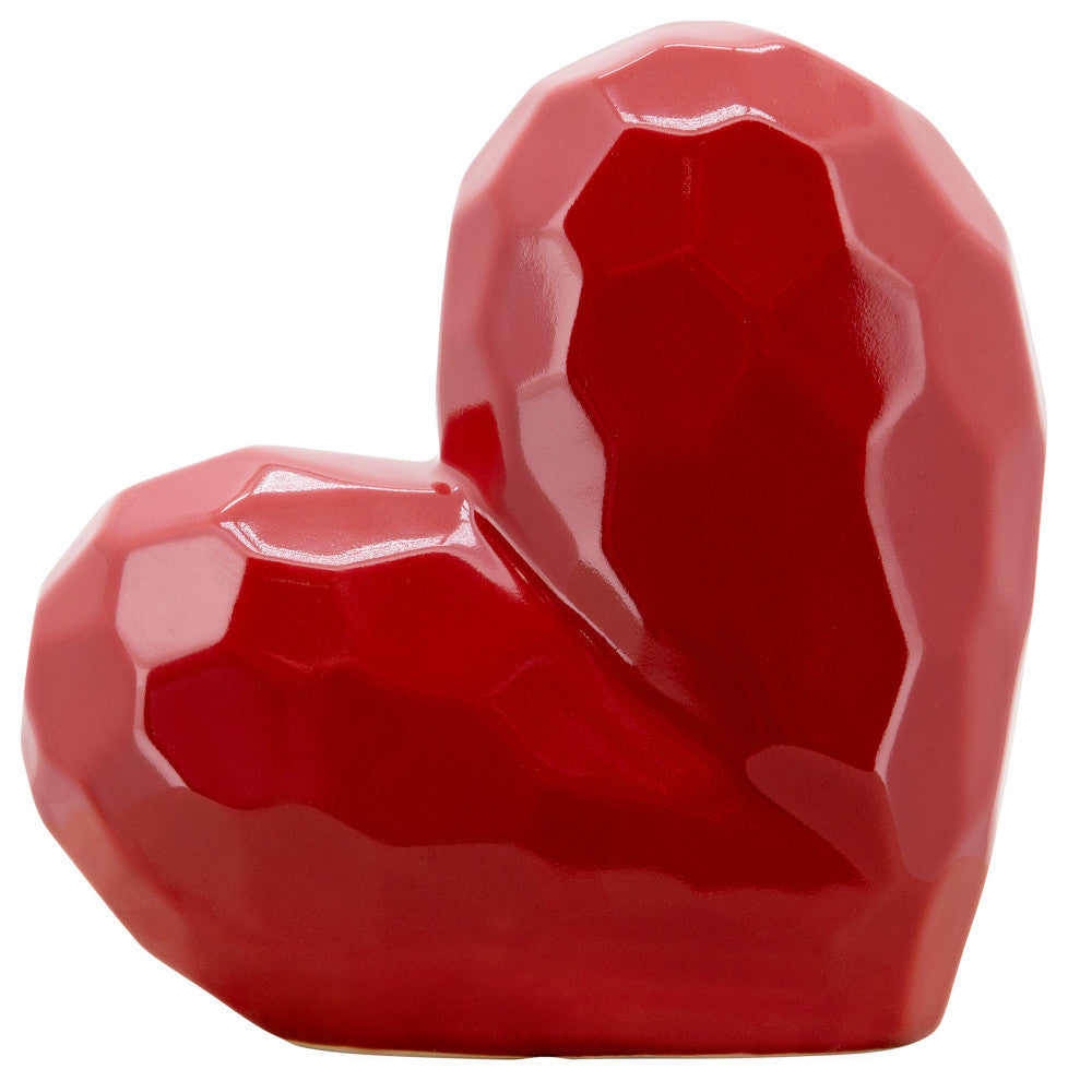8" Red Heart Table Deco, Red