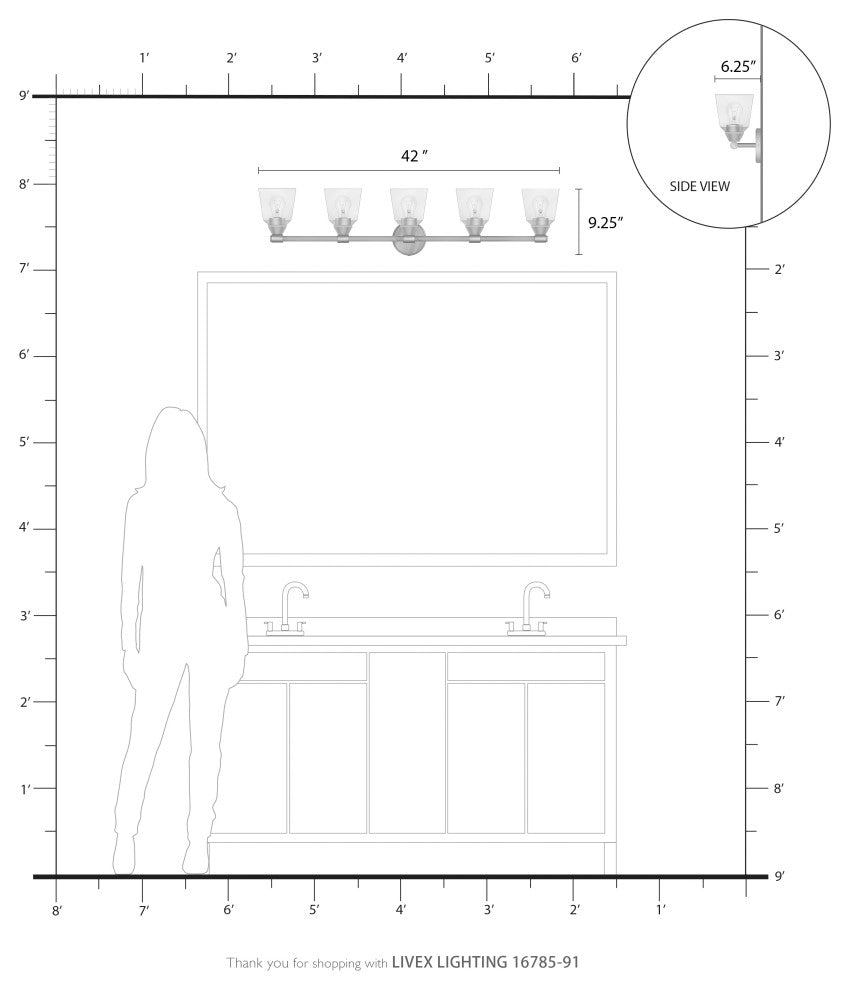 Catania 5-Light Brushed Nickel Large Vanity Sconce