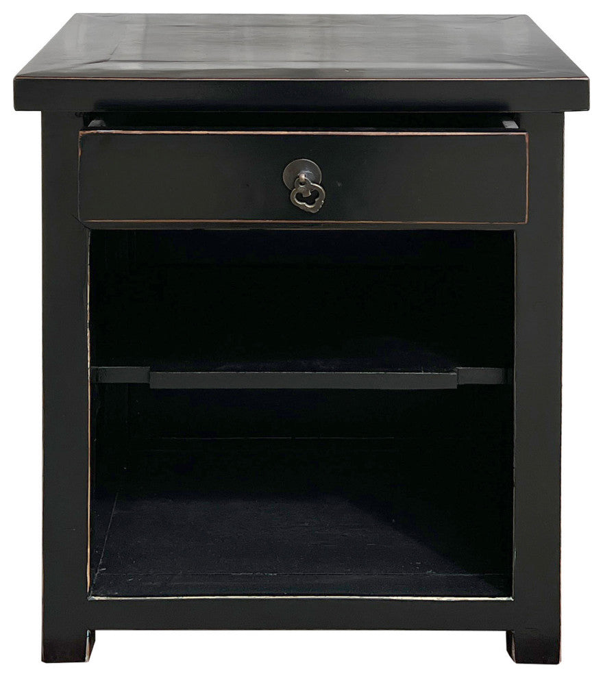 Simple Oriental Black Open Shelf End Table Nightstand Small Cabinet Hcs7667