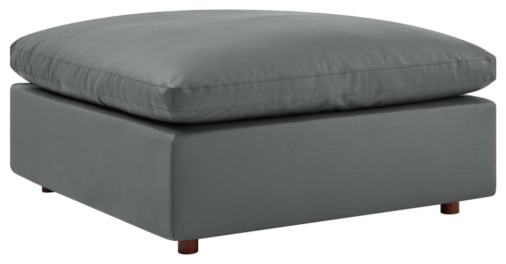 Commix Down Filled Overstuffed Vegan Leather 7-Piece Sectional Sofa - Gray