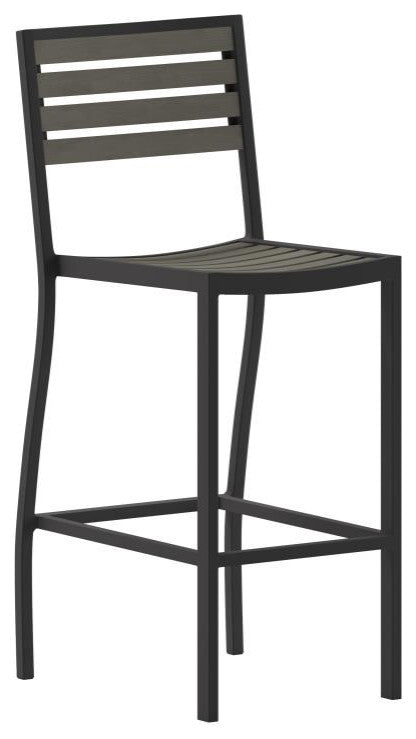 Lark Commercial Grade Outdoor Bar Height Stool, Gray Wash