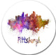 Pittsburgh Skyline, Cityscape Disc Metal Wall Art, 11"
