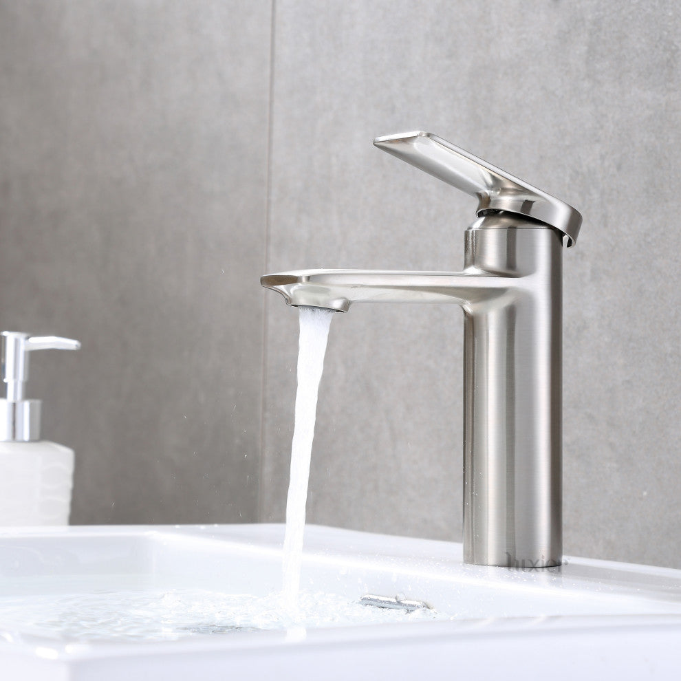 Luxier BSH07-S Single-Handle Bathroom Faucet with Drain, Brushed Nickel