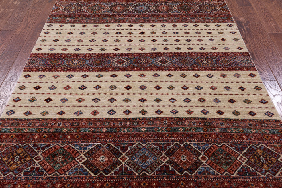 Hand Knotted Khorjin Super Kazak Rug 5' 8" X 7' 8" Q10453