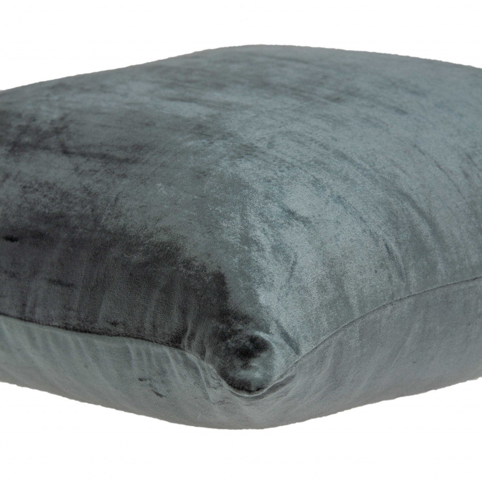HomeRoots 18" x 0.5" x 18" Transitional Charcoal Solid Pillow Cover
