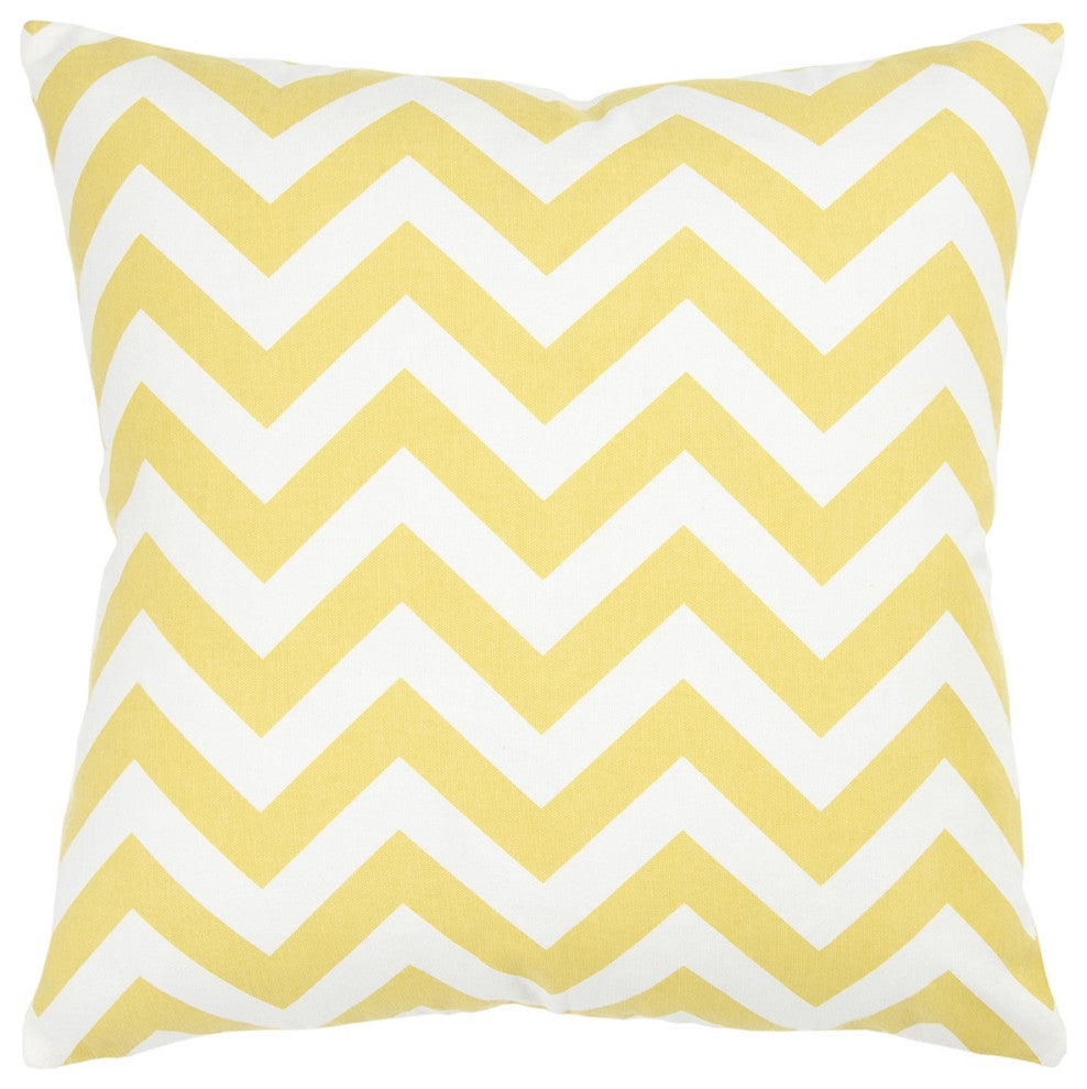 Yellow Ivory Chevron Down Filled Throw Pillow