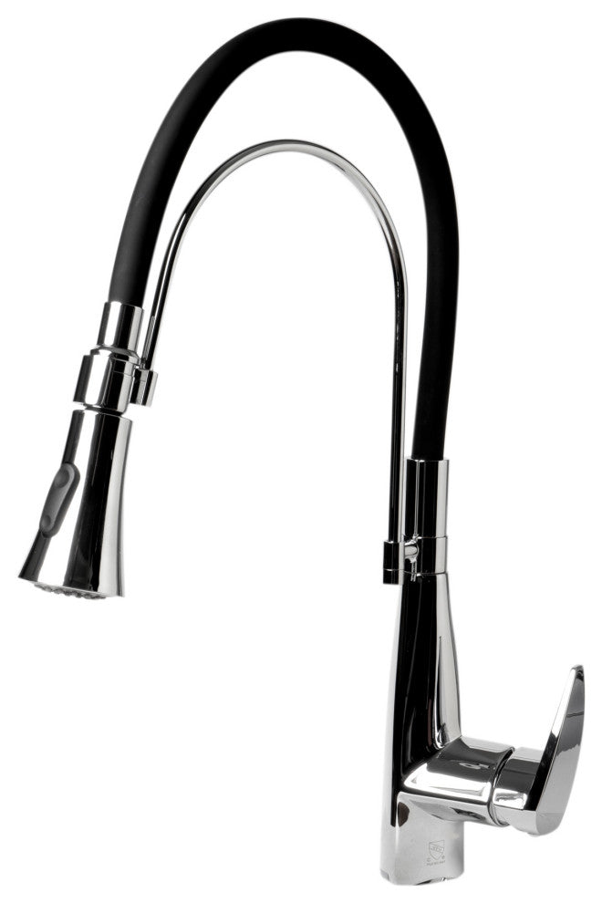 Kitchen Faucet With Black Rubber Stem, Polished Chrome