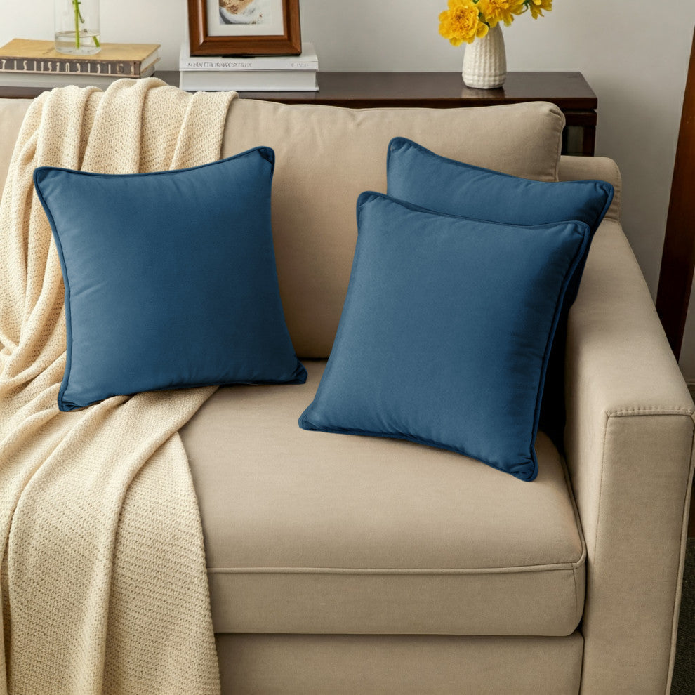 A1HC Soft Velvet Throw Pillow Covers Only, Set of 2, Teal, 20"x20"