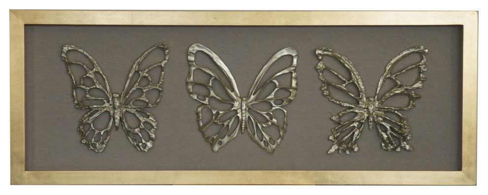 Wood Carving Butterfly Trio Shadow Box Wall DÃ©cor