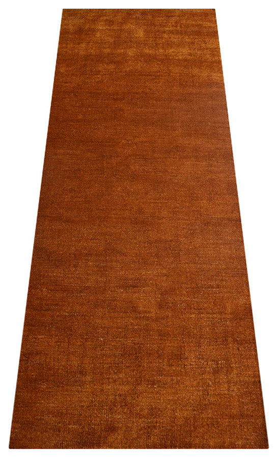Hand Knotted Loom Silk Mix Area Rug Solid Orange