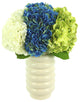 Multicolor Hydrangea Arrangement in Ridged Ceramic Vase