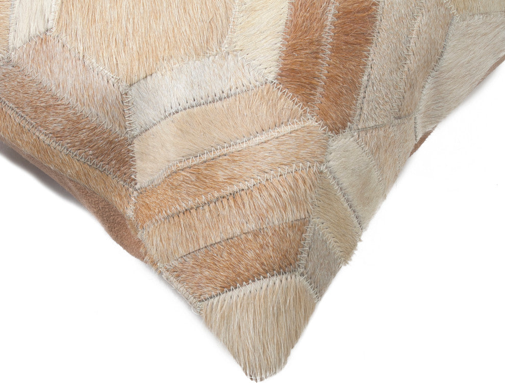 12"x20" Torino Hexagon Cowhide Pillow, Natural