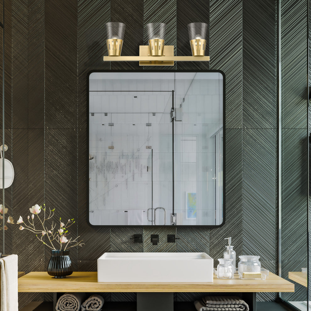 3 Light Natural Brass Vanity Sconce
